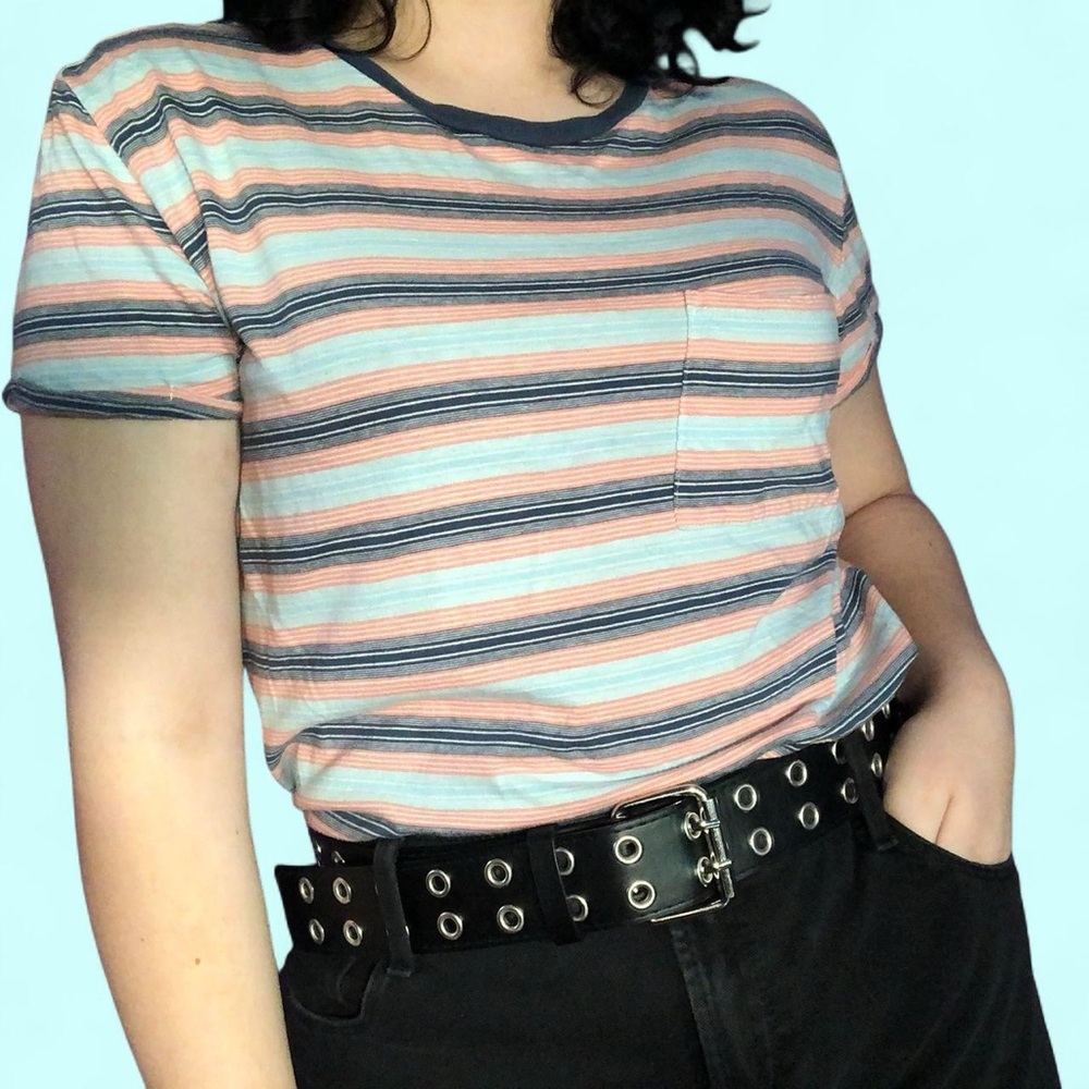 Pastel Multi Colored Striped Rainbow T-Shirt